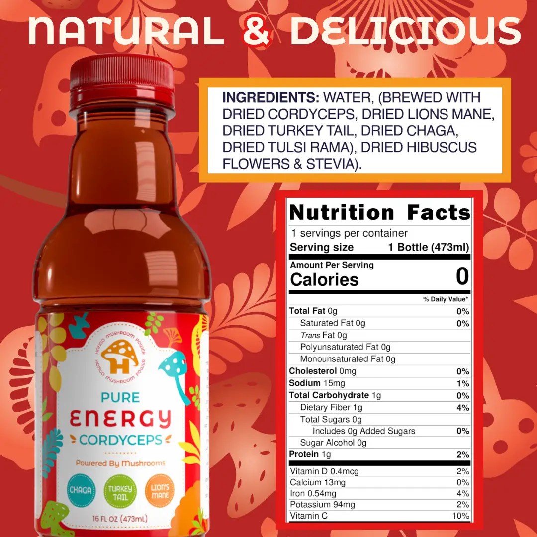 Hongo Pure Energy 16oz Bottles 12-Pack